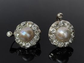 Pearl Earrings in Rose Gold, Platinum and Diamonds.