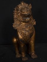 Burmese Foo Dog in Gilt Bronze, Myanmar 19th century