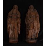 Important Great Pair of Virgin Mary and Saint John the Evangelist, in wood in its color, Hispano-Fle