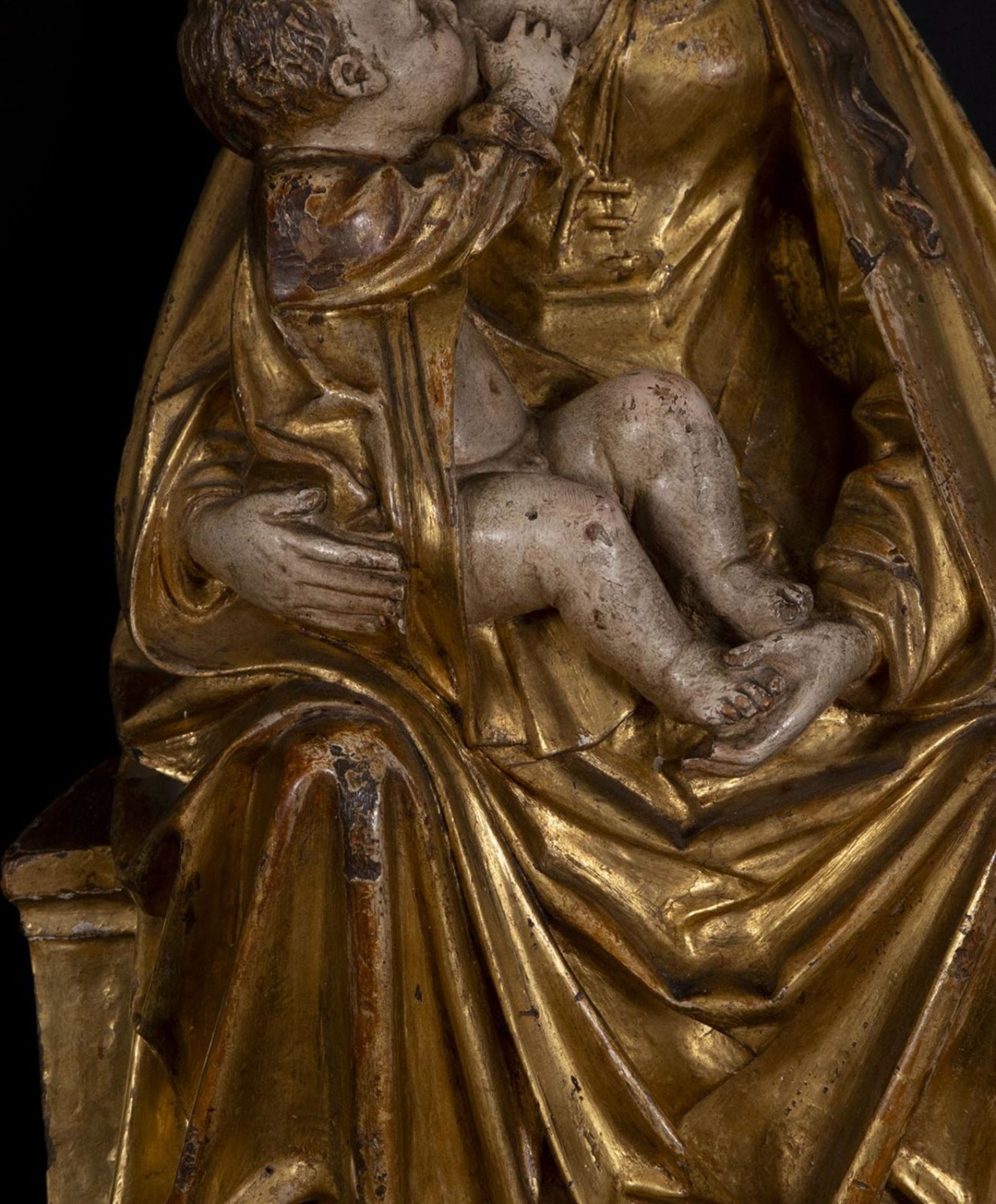 Spectacular Large Virgin of the Milk, following Flemish Gothic models of Malines , probably 19th cen - Image 3 of 9