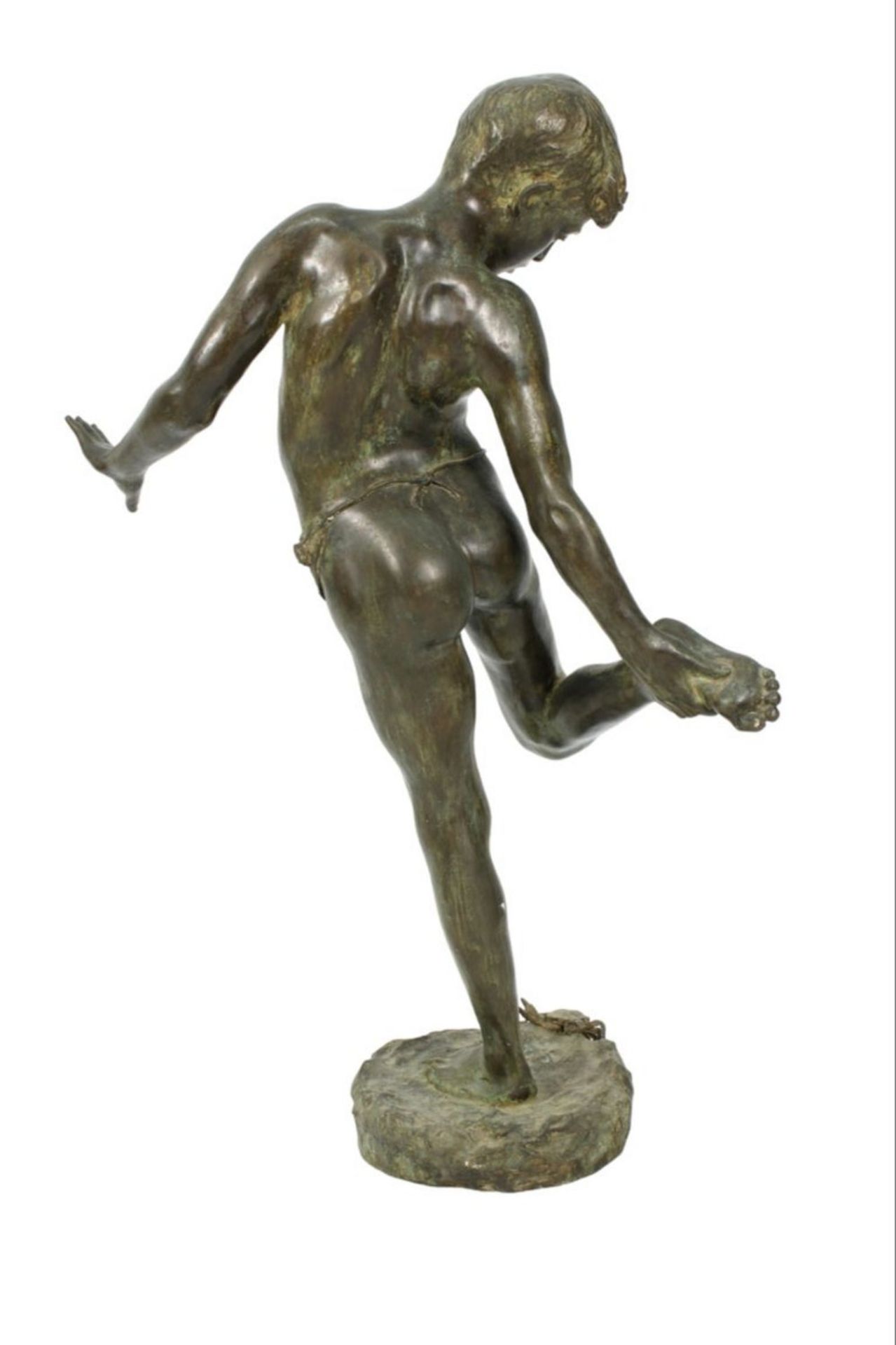 "Boy with Crab", attributed to Annibale de Lotto (1877 - 1932), large sculpture in patinated bronze, - Bild 3 aus 3