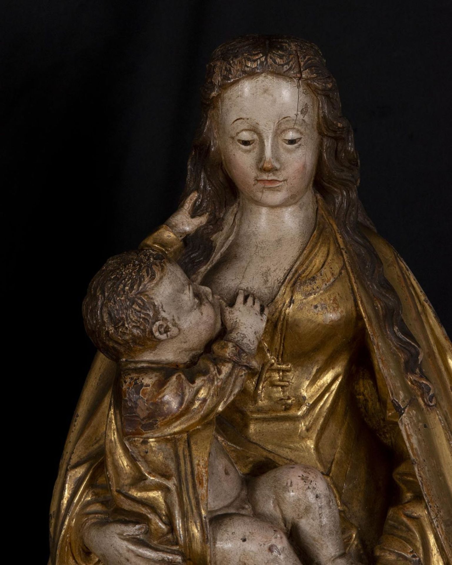 Spectacular Large Virgin of the Milk, following Flemish Gothic models of Malines , probably 19th cen - Image 2 of 9