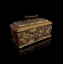 French velvet and gilt metal jewelry box Émile-Auguste Rieber, 19th century