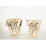 Magnificent Pair of Corinthian Capitals in white marble, possibly Italian and 14th - 15th centuries