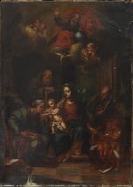 Attributed to Antoni Viladomat (Barcelona, ​​March 20, 1678 - January 22, 1755), Important Holy Fami