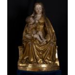 Spectacular Large Virgin of the Milk, following Flemish Gothic models of Malines , probably 19th cen
