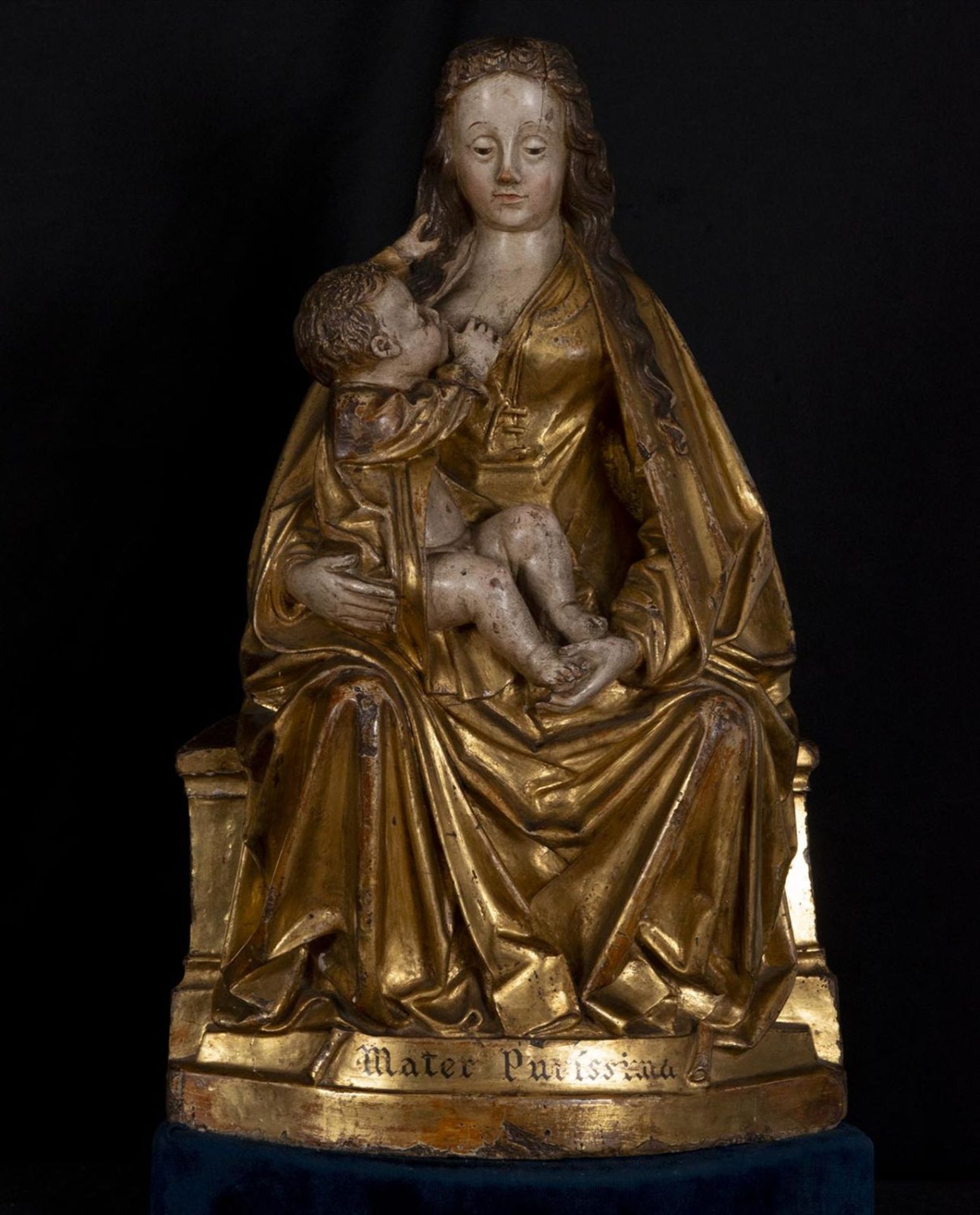 Spectacular Large Virgin of the Milk, following Flemish Gothic models of Malines , probably 19th cen