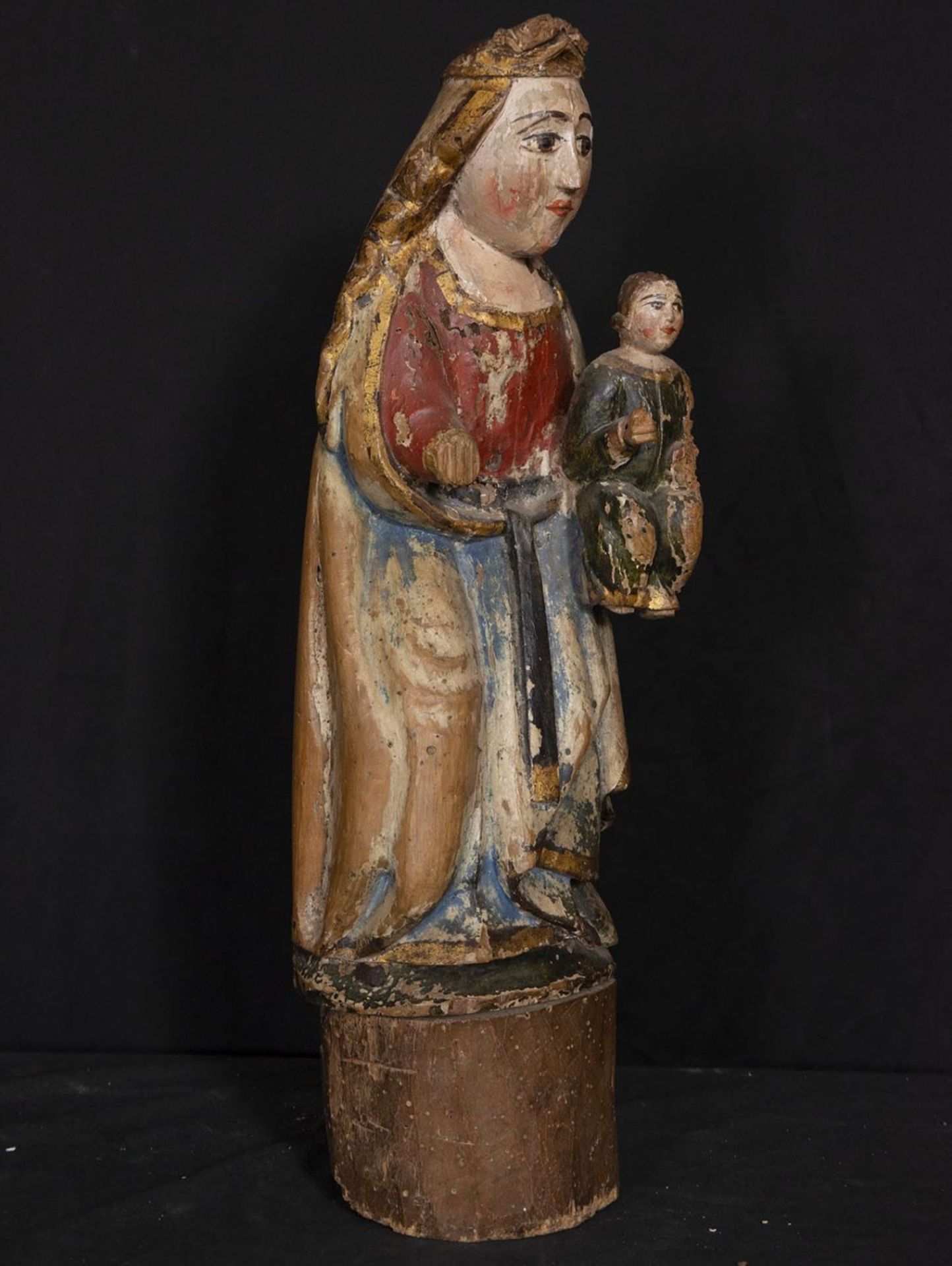 Virgin and Child Late Romanesque Portuguese or Galician from the late 14th century - early 15th cent - Image 4 of 5