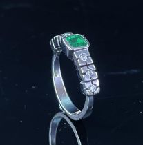 White Gold and Colombian Emerald Ring