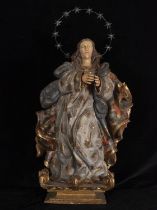 Large Portuguese Baroque Immaculate Virgin with Crown in silver, 18th century Portuguese school