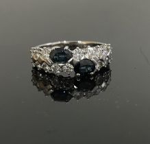 18kt White Gold, Sapphires and Diamonds Ring.