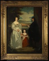 Follower of Anton Van Dyck, Portrait of the Earls of Derby with their daughter, 18th century