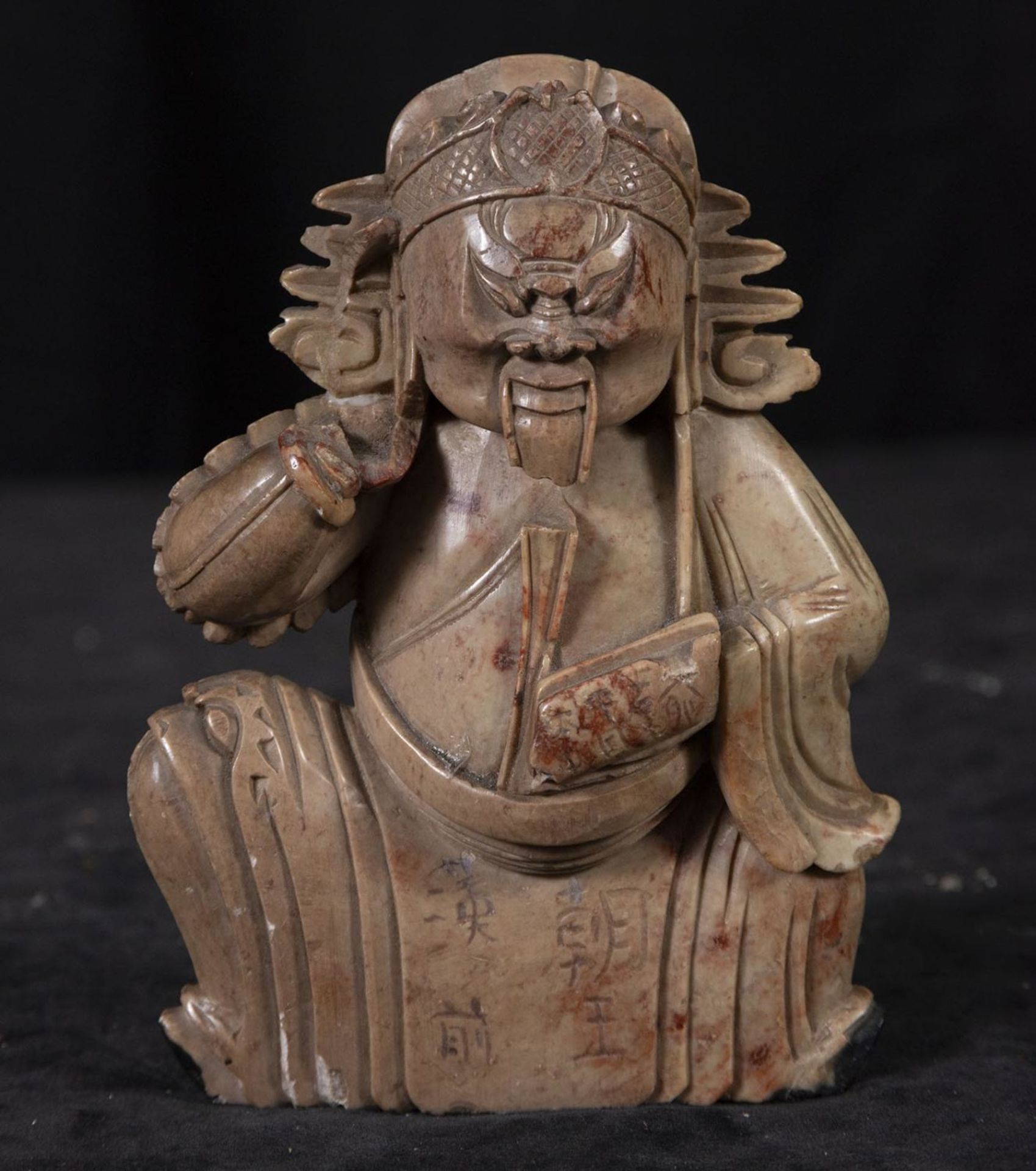 Guandi God or "God of War" Chinese in soapstone, Chinese school of the 18th century - early 19th cen