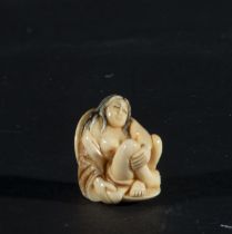 Earring for Japanese hair dressing in Mammoth tusk (Mammuthus primigenius) representing Geisha, 19th