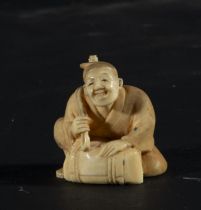 Japanese Netsuke on Mammoth Tusk (Mammuthus primigenius) representing Elder, 19th century Japanese s