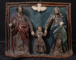 Portuguese terracotta representing Holy Family, 17th century