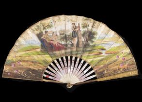 Fan with Venus and Cupid next to Euterpe, 19th century