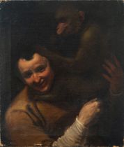 Manner of Annibale Carracci, "Boy with Monkey", 17th century Italian school, Rome