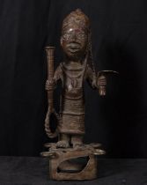 African figure in Bronze, Togo or Benin, West Africa 19th - 20th century