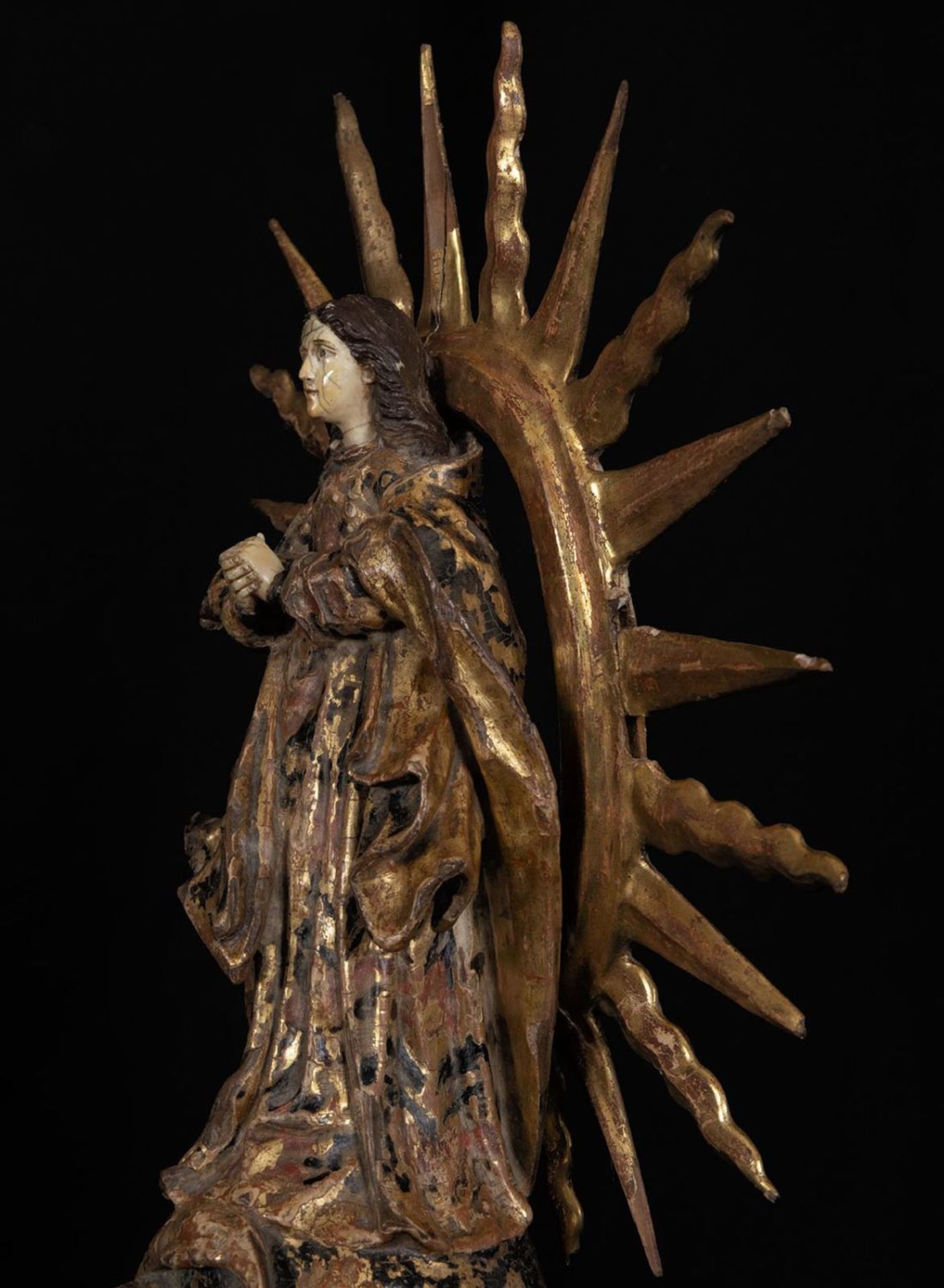 Virgin of del Socorro New Spanish colonial work, Mexico, 18th century - Image 5 of 6