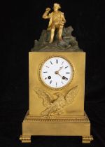 French empire period clock representing Napoleon Bonaparte for the North American market, early 19th