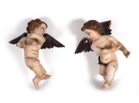 Large pair of wall angels, Italian school of the 18th - 19th century