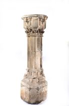 Spectacular Stone Gothic Holy Water font, France or Navarre, 15th century