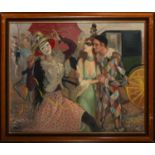 Carnival scene, 20th century French school, signed Seury