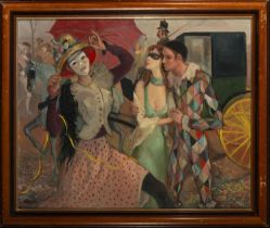 Carnival scene, 20th century French school, signed Seury