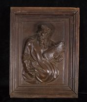 Evangelist in wood in relief in its color, Navarra school of the 16th century