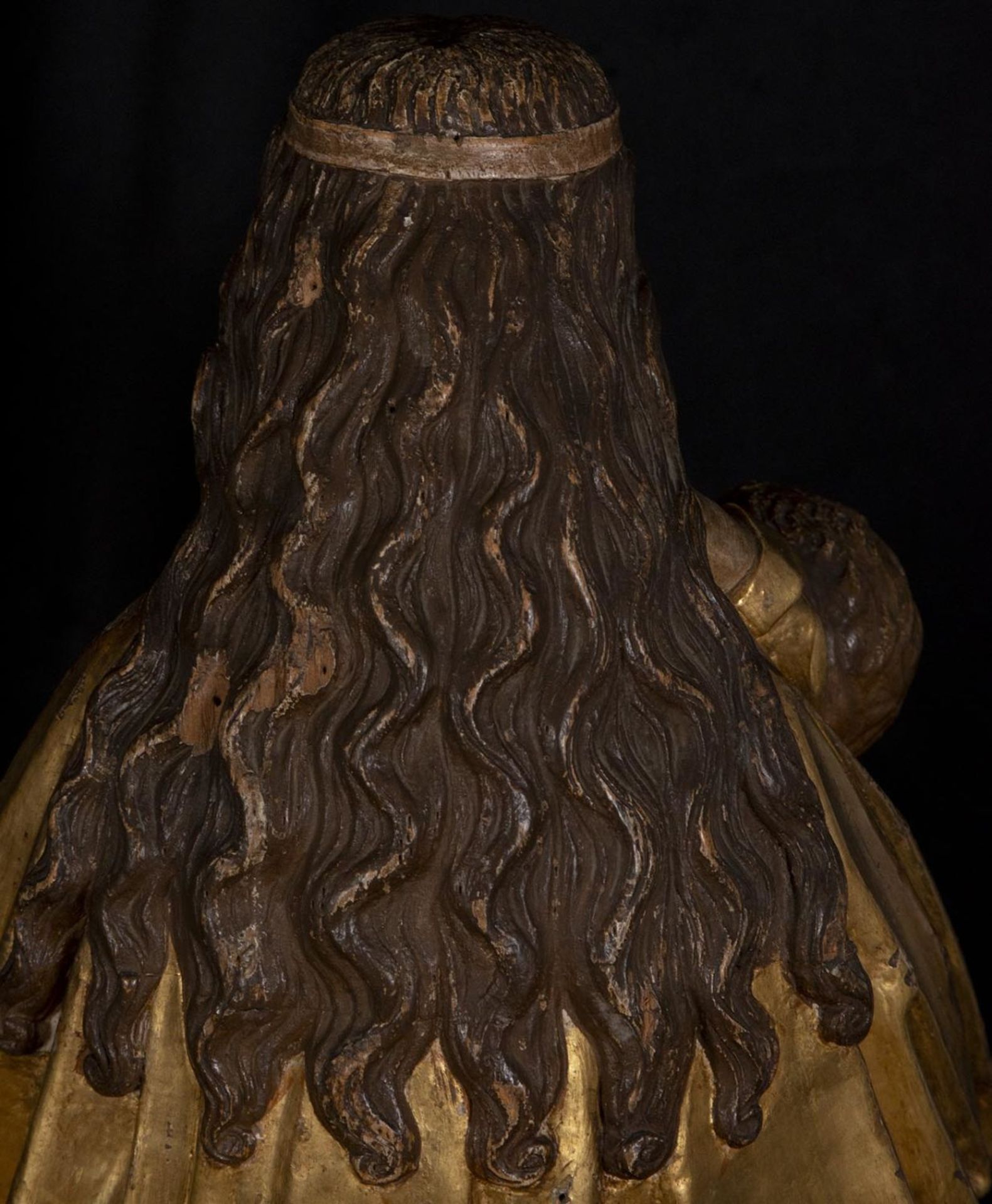 Spectacular Large Virgin of the Milk, following Flemish Gothic models of Malines , probably 19th cen - Image 9 of 9