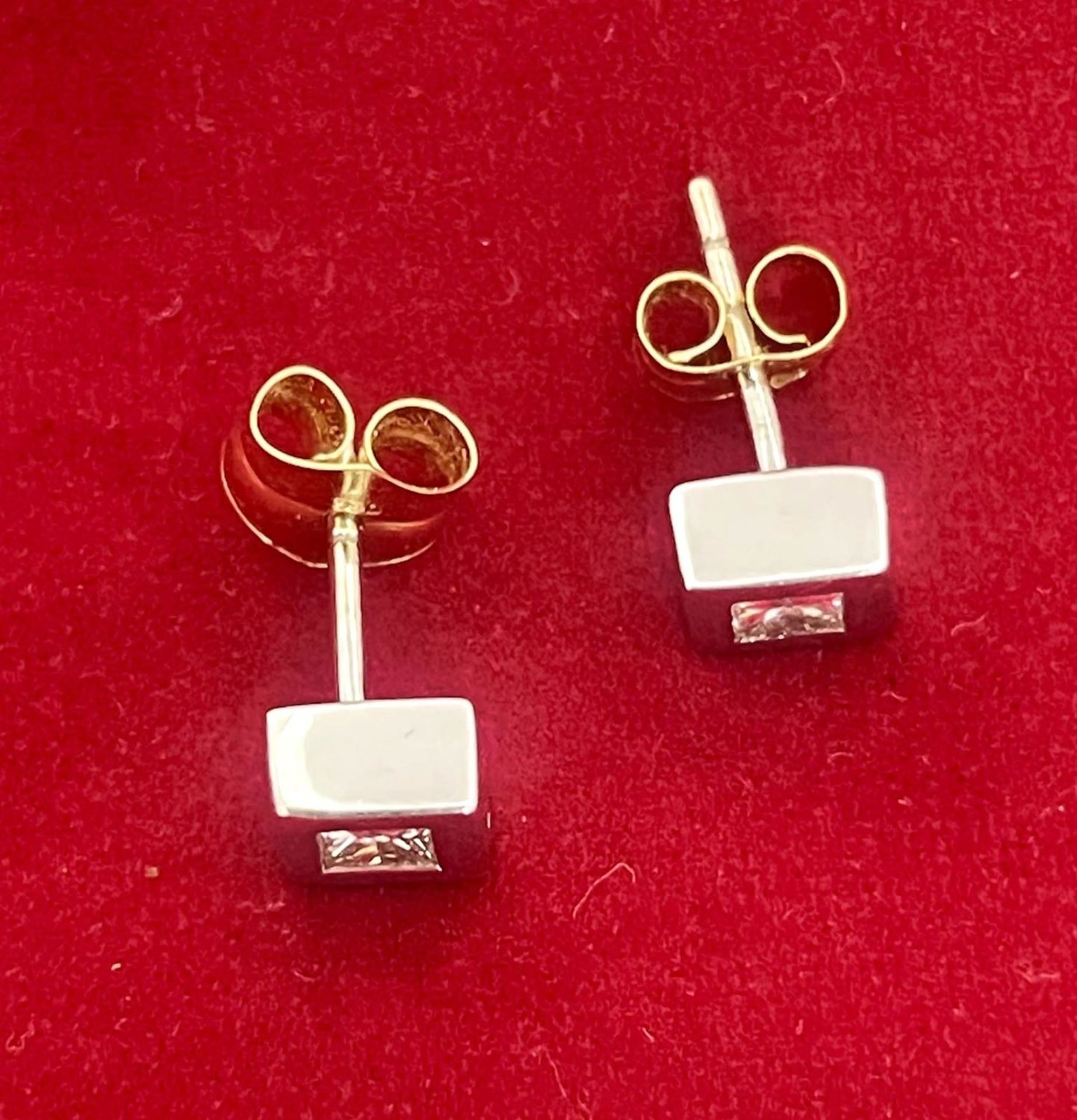 18 kt yellow gold, diamond and sapphire hoop earrings. - Bild 2 aus 4