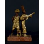 New Orleans Musicians (Austrian, 1861 ~ 1936), gilt bronze with red marble base
