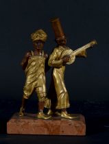 New Orleans Musicians (Austrian, 1861 ~ 1936), gilt bronze with red marble base