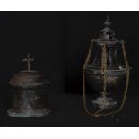 Gothic Censer and Pyx in Bronze from the 15th century