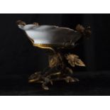 Art Nouveau Centerpiece with Porcelain Tray and Mercury Gilded Bronze Mount, 19th Century