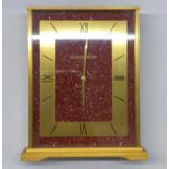 Jaeger le Coultre Table Clock in Red Porphyry Enamel from Egypt, 1960s