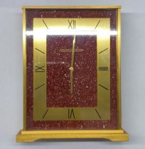 Jaeger le Coultre Table Clock in Red Porphyry Enamel from Egypt, 1960s