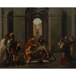 Important Oil on canvas depicting scenes of the Capture of St Sebastien, Italian Roman School of the