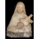 Exquisite Saint Rose of Lima in Alabaster, Italian work from the 19th century