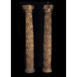 Pair of Large and Decorative Italian Baroque Columns, 17th Century