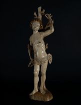 Exquisite Saint Sebastian following Malines Flemish Gothic models