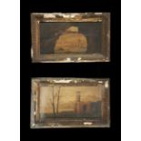 Pair of Landscapes with Whimsies, 19th century, Italy