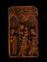 Exceptional French Gothic Ile de France ivory Medieval plaque from the 13th - 14th century