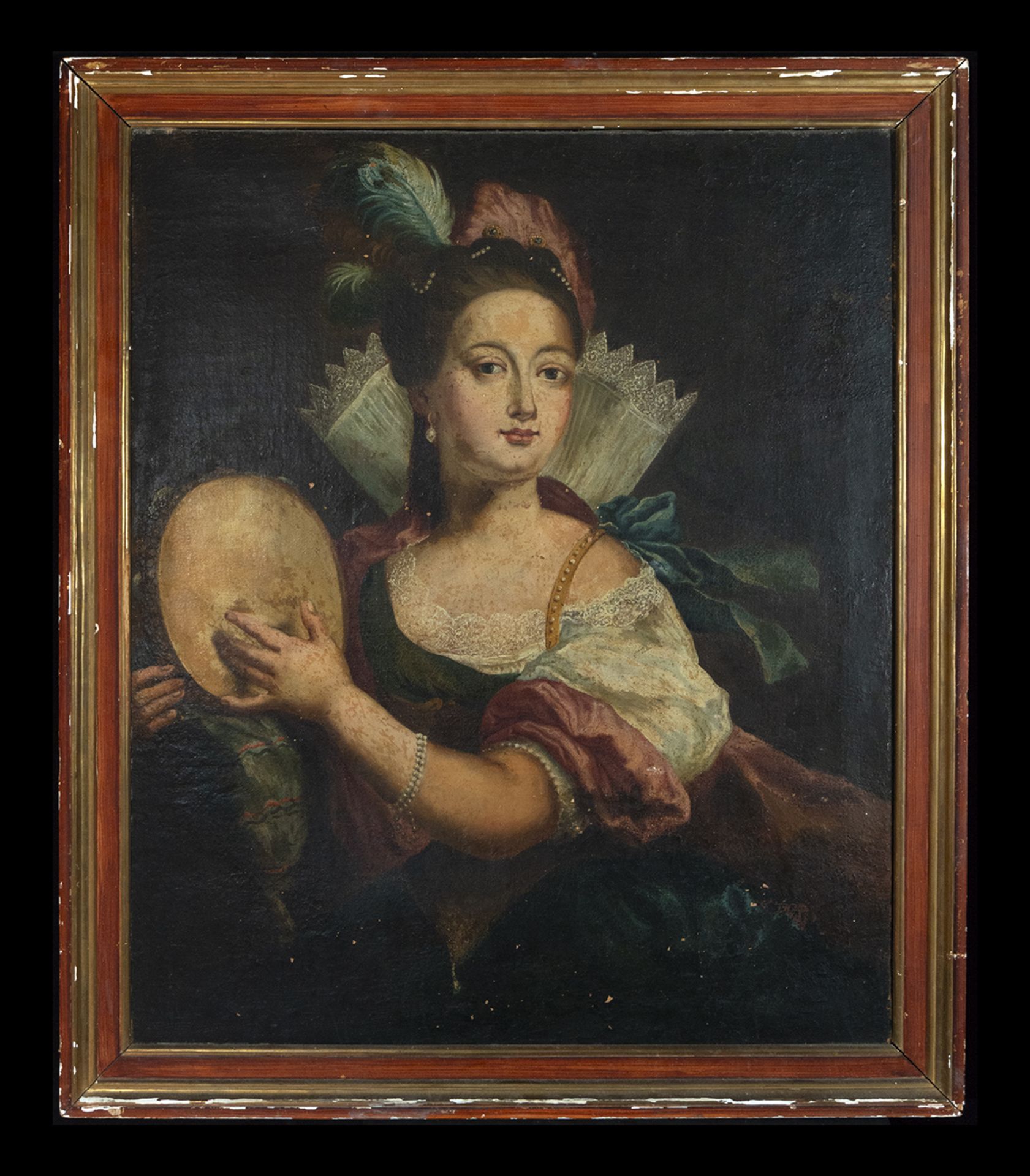 Portrait of Noble Lady playing the Drum, 18th century French school
