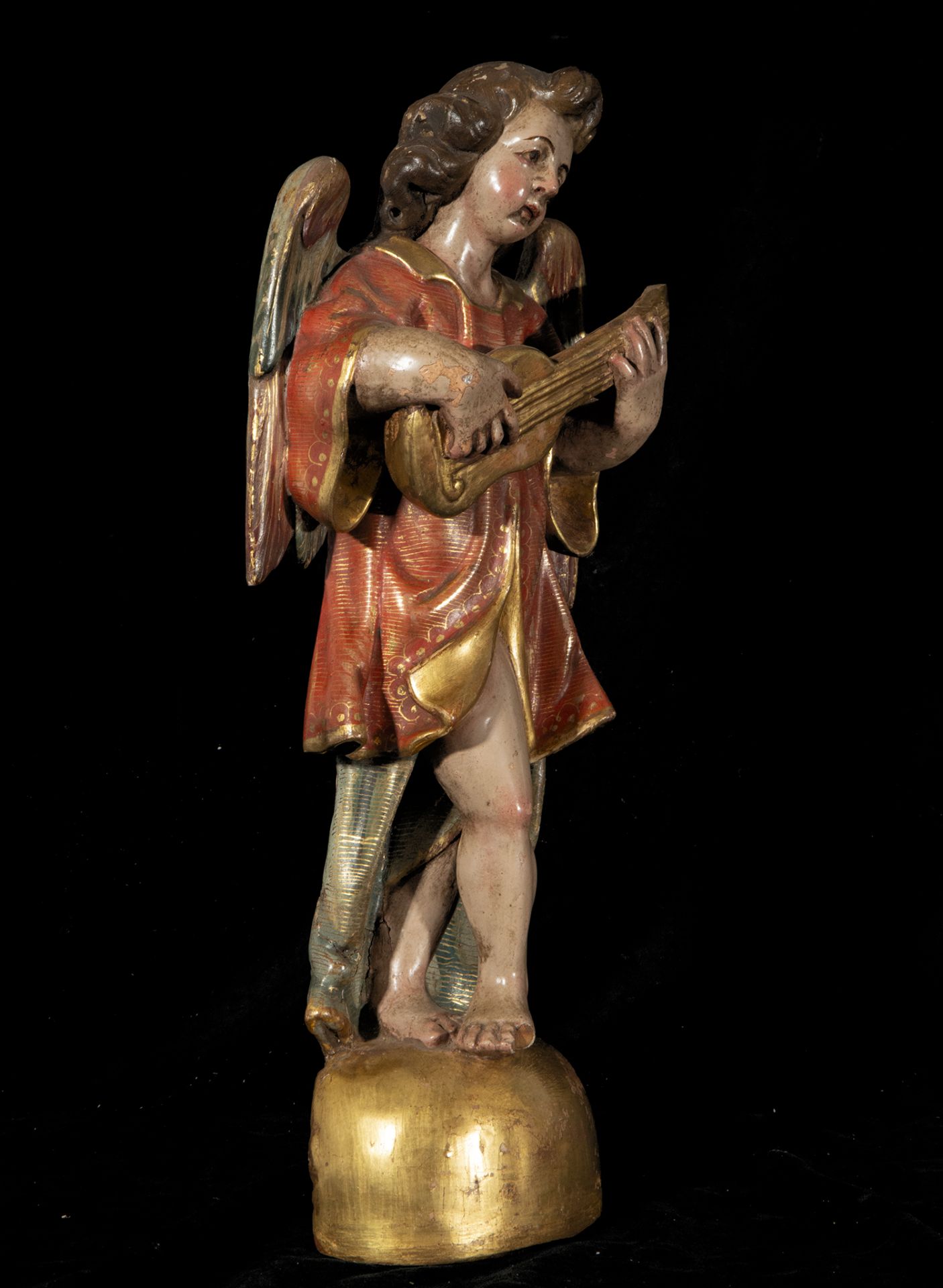 Pair of Elegant Portuguese or Sevillian Musician Angels from the late 16th century. Early 17th centu - Bild 6 aus 12