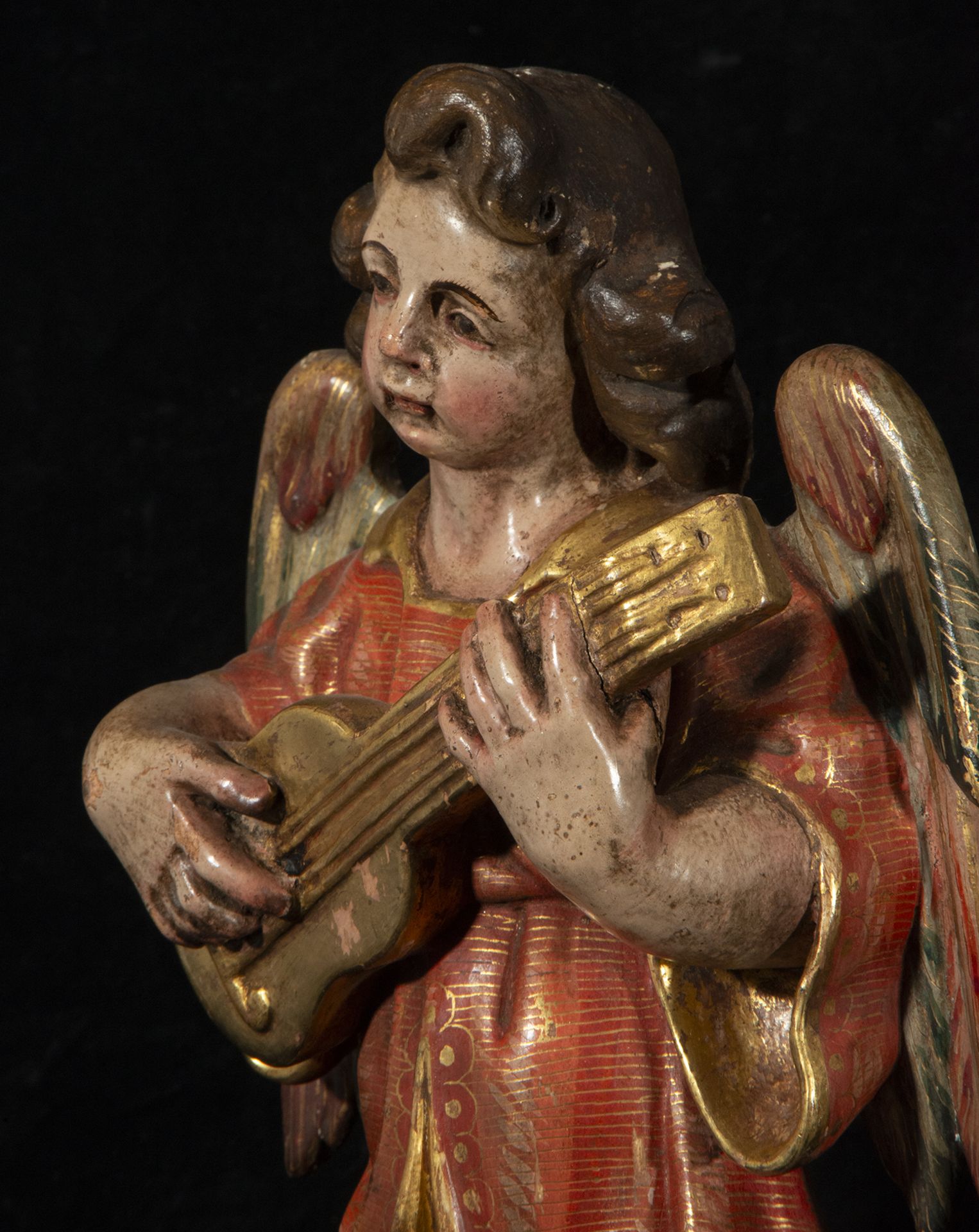 Pair of Elegant Portuguese or Sevillian Musician Angels from the late 16th century. Early 17th centu - Bild 5 aus 12