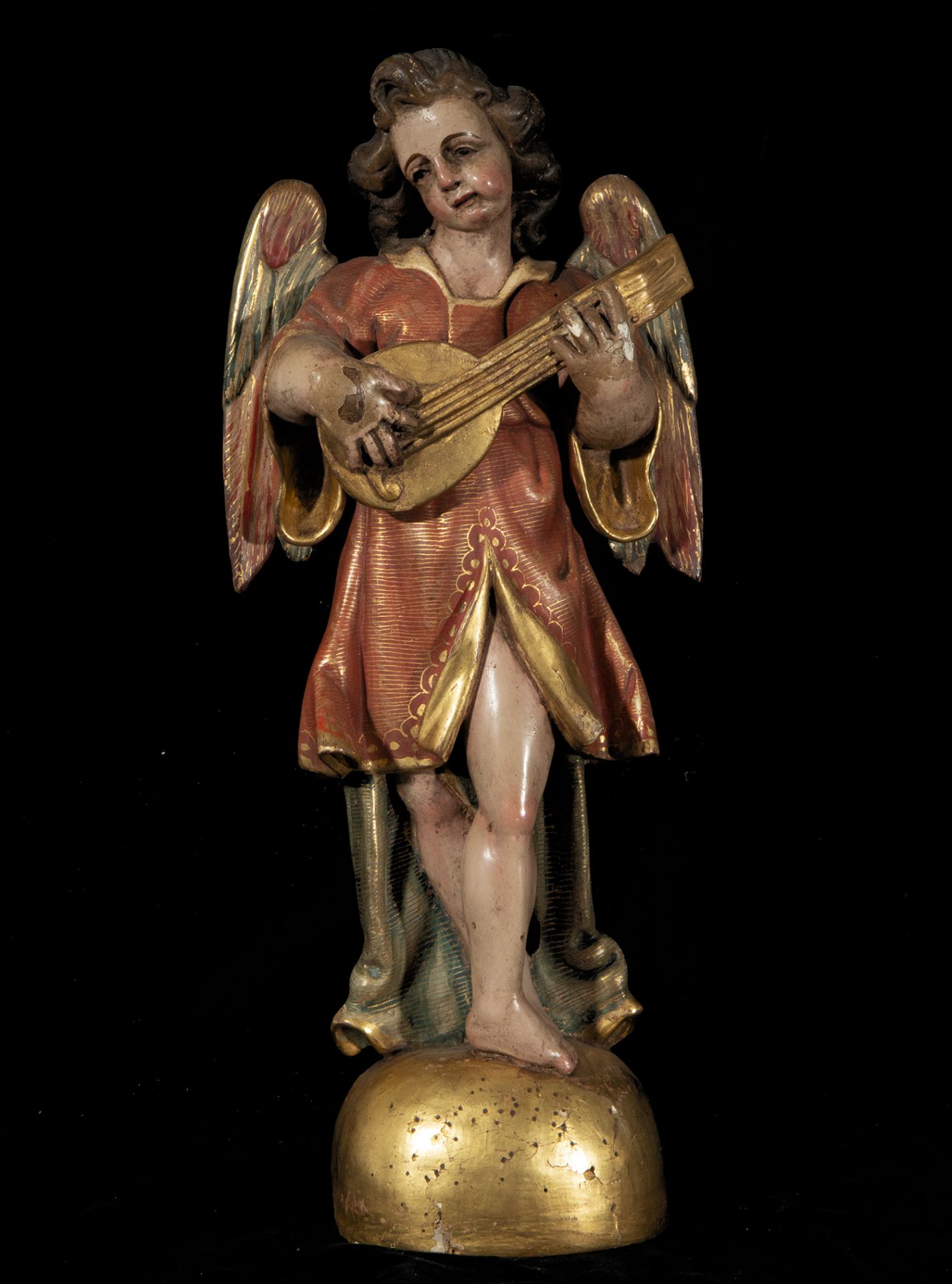 Pair of Elegant Portuguese or Sevillian Musician Angels from the late 16th century. Early 17th centu - Bild 8 aus 12