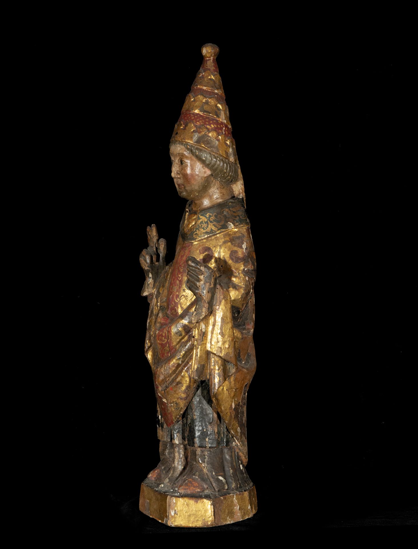 Important Large carving of Saint Peter, Mechelen Gothic, Medieval Flemish work from the mid-15th cen - Bild 5 aus 9
