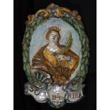 Beautiful 18th century Italian Deruta Ceramic Blessing Pot with Saint Catherine of Siena, 18th centu